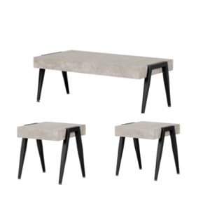 south shore city life coffee table and 2 end tables set in faux concrete