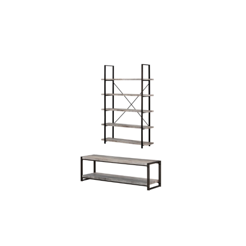 South Shore Gimetri 5 Fixed Shelves - Shelving Unit Rustic Bamboo