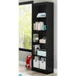 South Shore Axess Small Desk and 5-Shelf Narrow Bookcase Set in Pure Black
