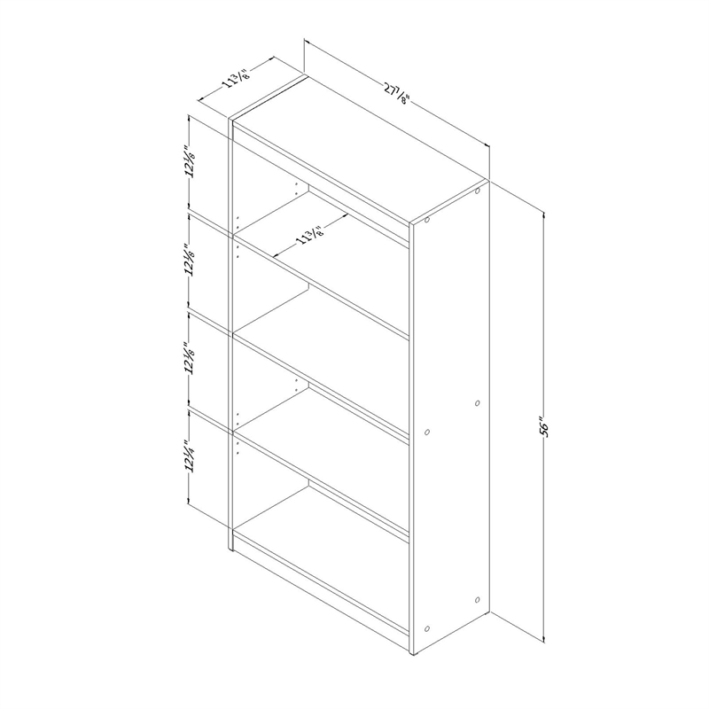 South Shore Axess Small Desk and 4-Shelf Bookcase Set in Pure Black