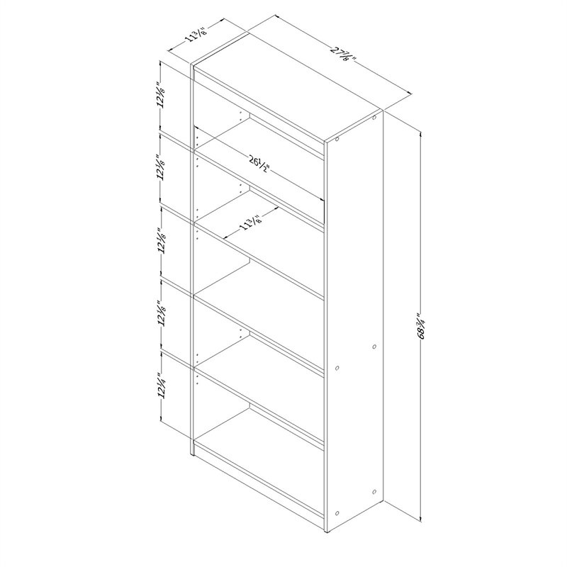 South Shore Axess Small Desk and 5-Shelf Bookcase Set in Pure Black