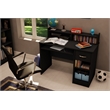 South Shore Axess Desk With Keyboard Tray and 5-Shelf Narrow Bookcase Set Black