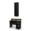 South Shore Axess Desk With Keyboard Tray and 5-Shelf Narrow Bookcase Set Black