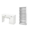 South Shore Axess Small Desk with Drawers and 5-Shelf Bookcase Set in Pure White