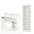 South Shore Axess White Desk with Keyboard Tray and 5-Shelf Narrow Bookcase Set