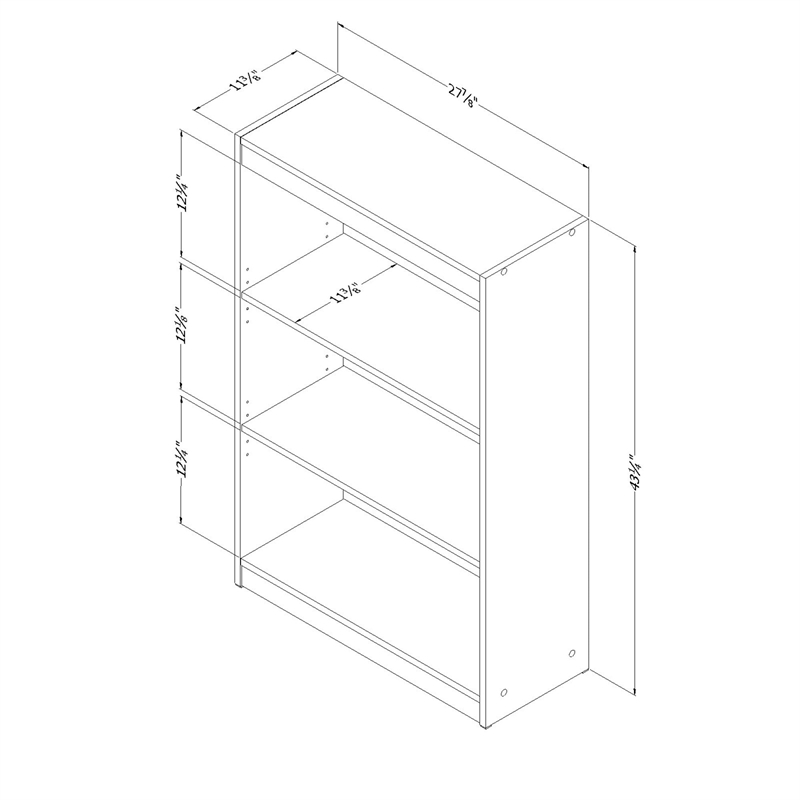 South Shore Axess Desk with Keyboard Tray and 3-Shelf Bookcase Set in Pure White