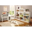 South Shore Axess Desk with Keyboard Tray and 4-Shelf Bookcase Set in Pure White