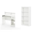 South Shore Axess Desk with Keyboard Tray and 4-Shelf Bookcase Set in Pure White