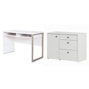 South Shore Interface Desk and Storage Unit with 1 File Drawer Set in Pure White