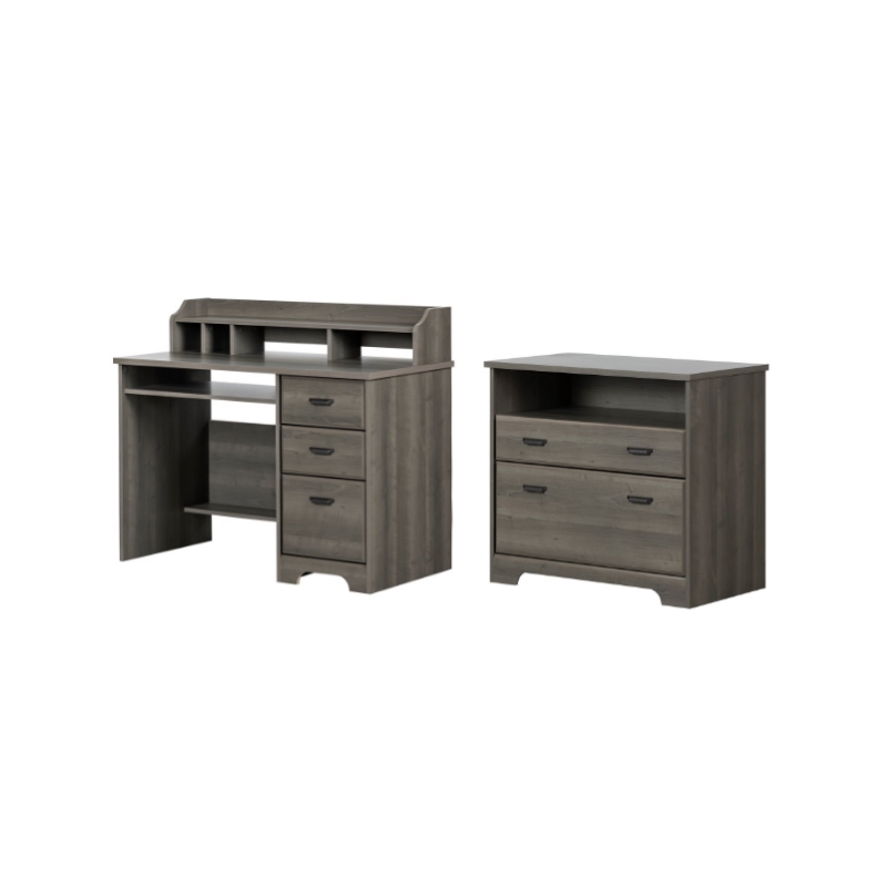 2 Drawer File Cabinet Set In Gray Maple, Versa 6 Drawer Gray Maple Dresser
