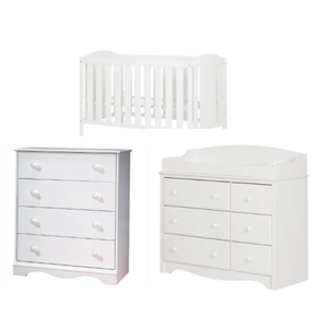 south shore angel 3 in 1 crib chest and changing table set in pure white