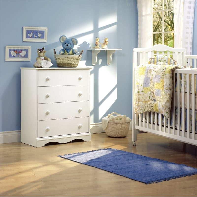 South Shore Angel 4-Drawer Chest and Changing Table Set in Pure White