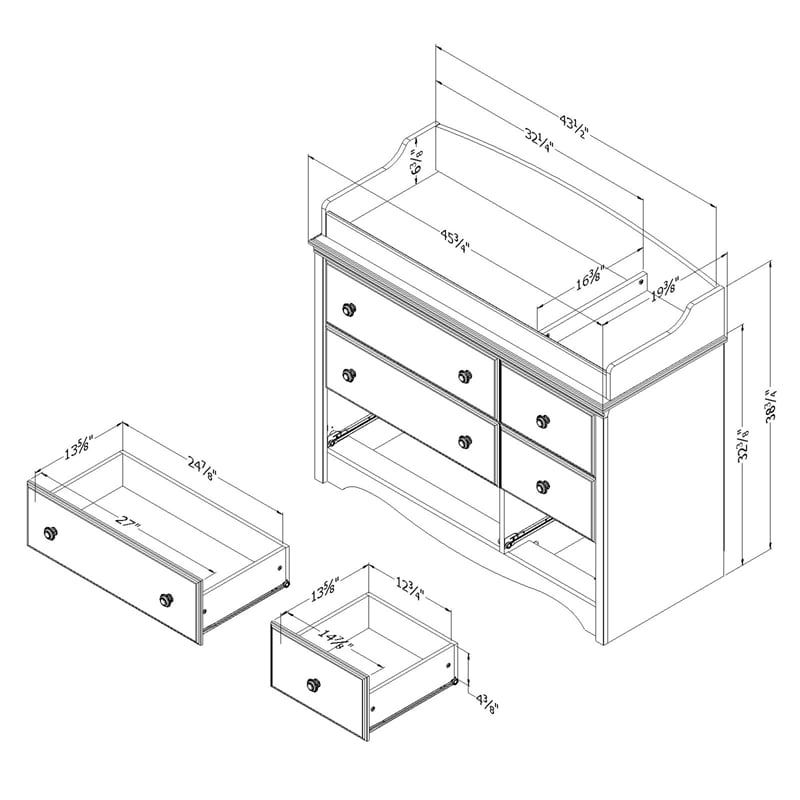 South Shore Angel 4-Drawer Chest and Changing Table Set in Pure White