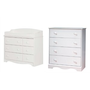 south shore angel 4-drawer chest and changing table set in pure white