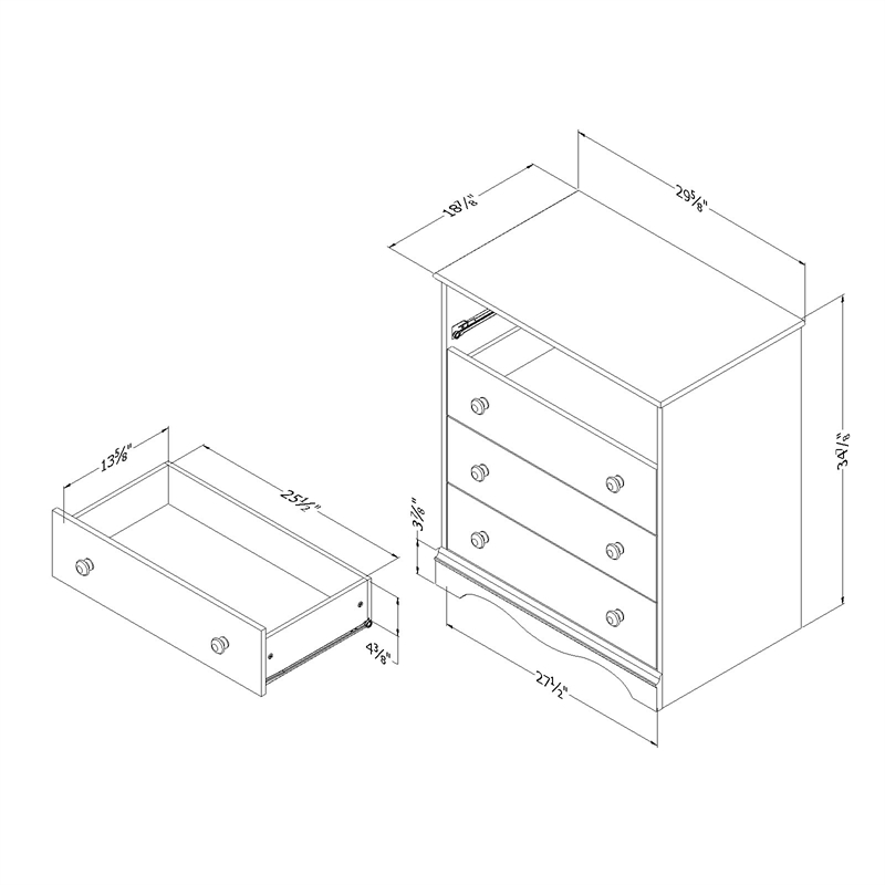 South Shore Angel 4-Drawer Chest and 2-Drawer Changing Table Set in Pure White