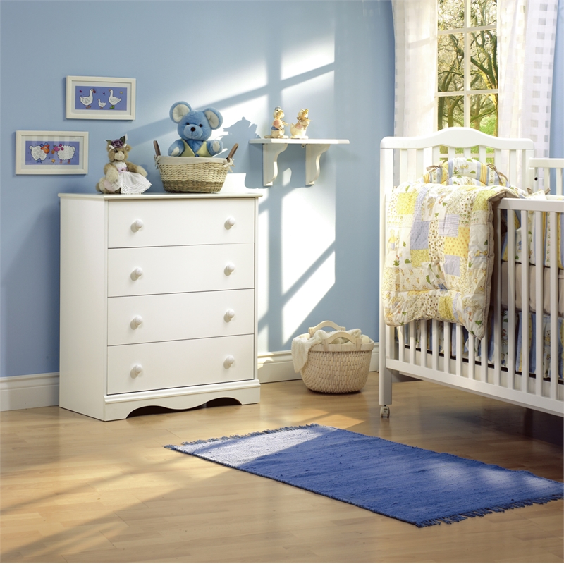 South Shore Angel 4-Drawer Chest and 2-Drawer Changing Table Set in Pure White