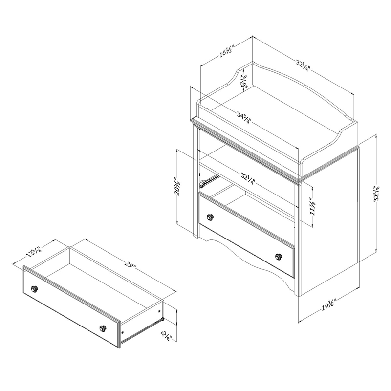 South Shore Angel 4-Drawer Chest and 2-Drawer Changing Table Set in Pure White