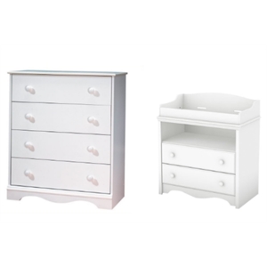south shore angel 4-drawer chest and 2-drawer changing table set in pure white
