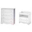 South Shore Angel 4-Drawer Chest and 2-Drawer Changing Table Set in Pure White