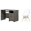 South Shore Gascony Gray Maple Desk and 1 Annexe White Eiffel Style Chair Set