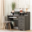 South Shore Versa Gray Maple Desk and 1 Annexe White Eiffel Style Chair Set