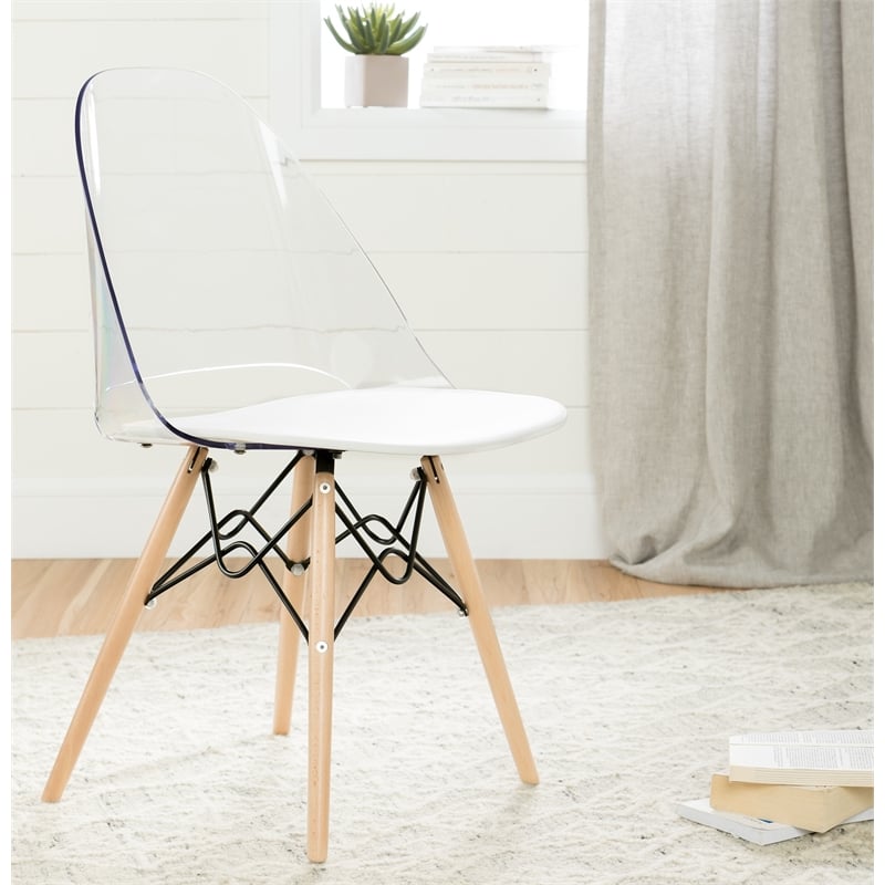 South Shore Versa Weathered Oak Desk and 1 Annexe White Eiffel Style Chair Set