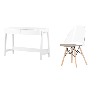 south shore liney white desk and 1 annexe gray eiffel chair set