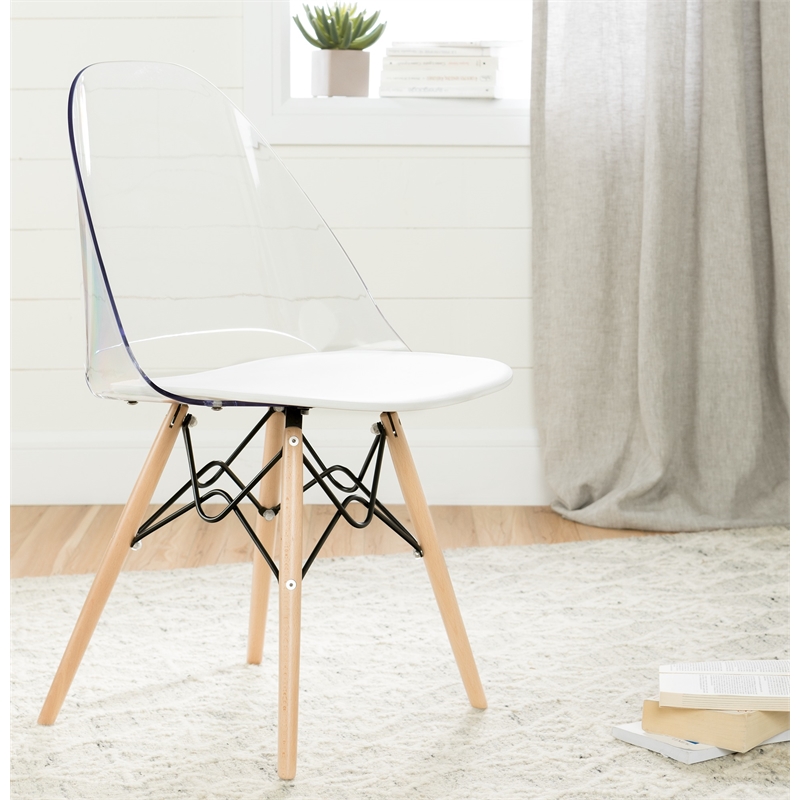 South Shore Axess Weathered Oak Desk with Tray & 1 Annexe White Eiffel Chair Set