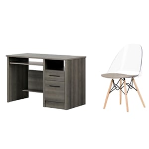 south shore gravity gray maple desk and 1 annexe gray eiffel chair set