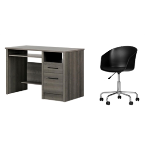 south shore gravity gray maple desk and 1 flam black swivel chair set