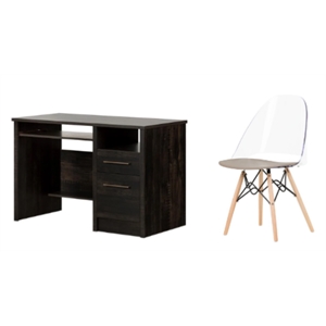 south shore gravity rubbed black desk and 1 annexe gray eiffel chair set