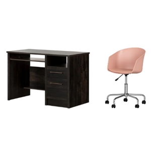 south shore gravity rubbed black desk and 1 flam pink swivel chair set