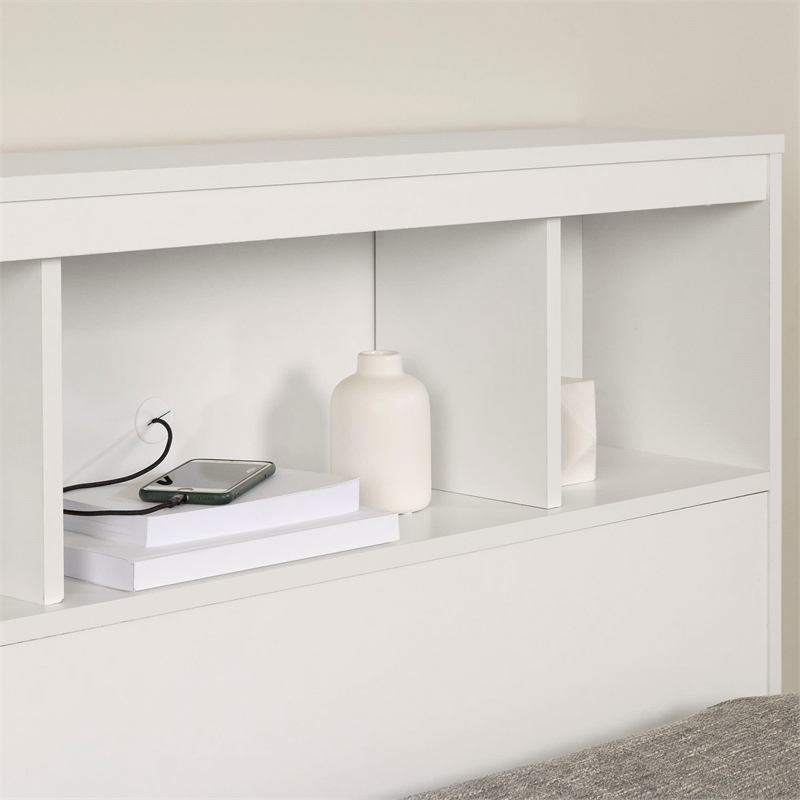 Fusion Bookcase Headboard Pure White South Shore