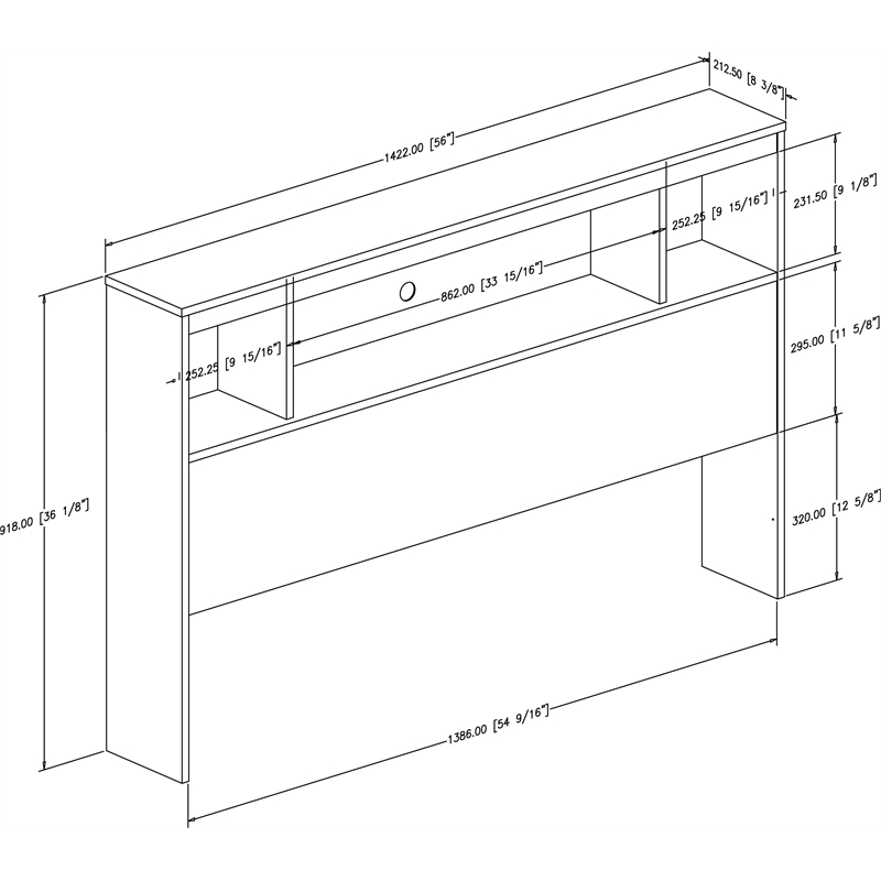 Fusion Bookcase Headboard Pure White South Shore