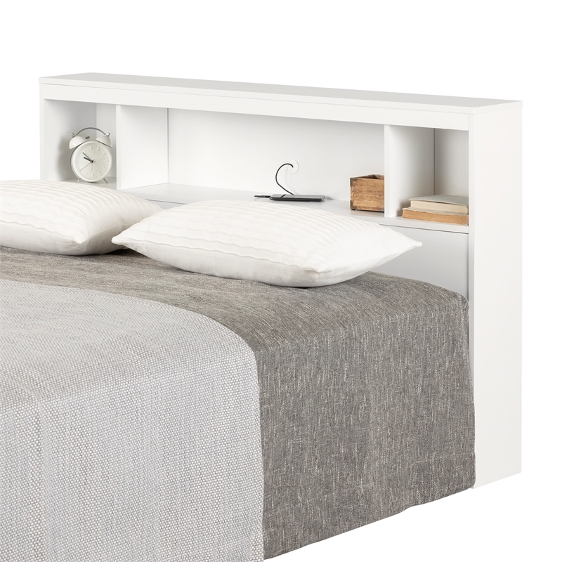 Fusion Bookcase Headboard Pure White South Shore