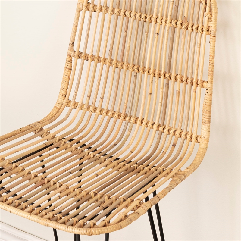 Balka Rattan Counter Stool Set of 2 Rattan and Black South Shore