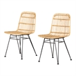 Balka Rattan Dining Chair Set of 2 Rattan and Black South Shore