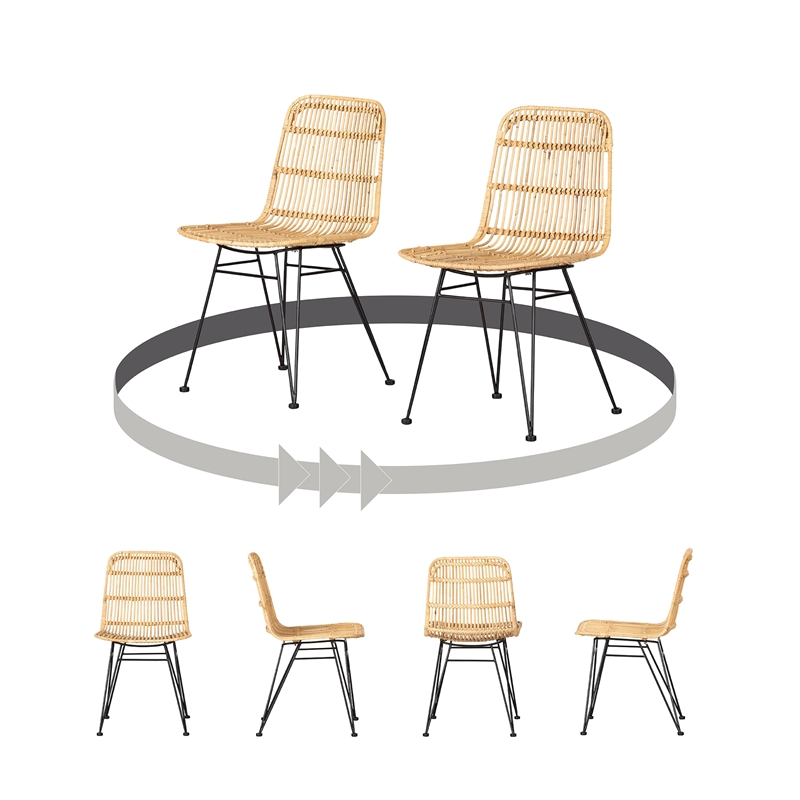 Balka Rattan Dining Chair Set of 2 Rattan and Black South Shore