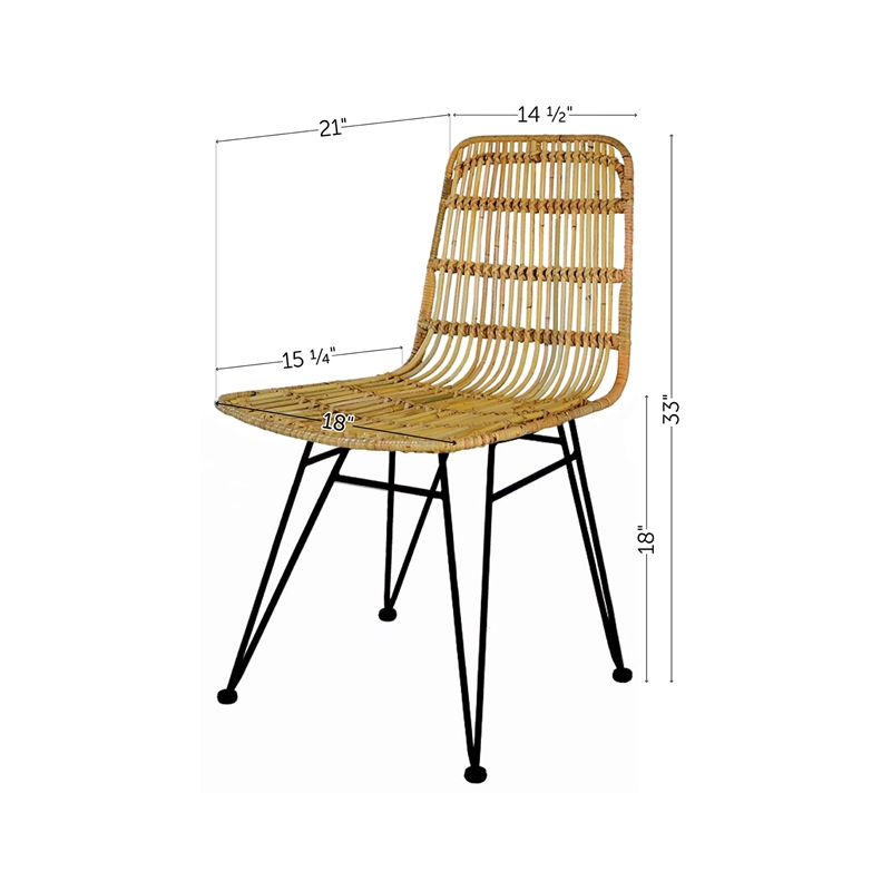 Balka Rattan Dining Chair Set of 2 Rattan and Black South Shore