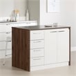 Myro Kitchen Island Natural Walnut and White South Shore