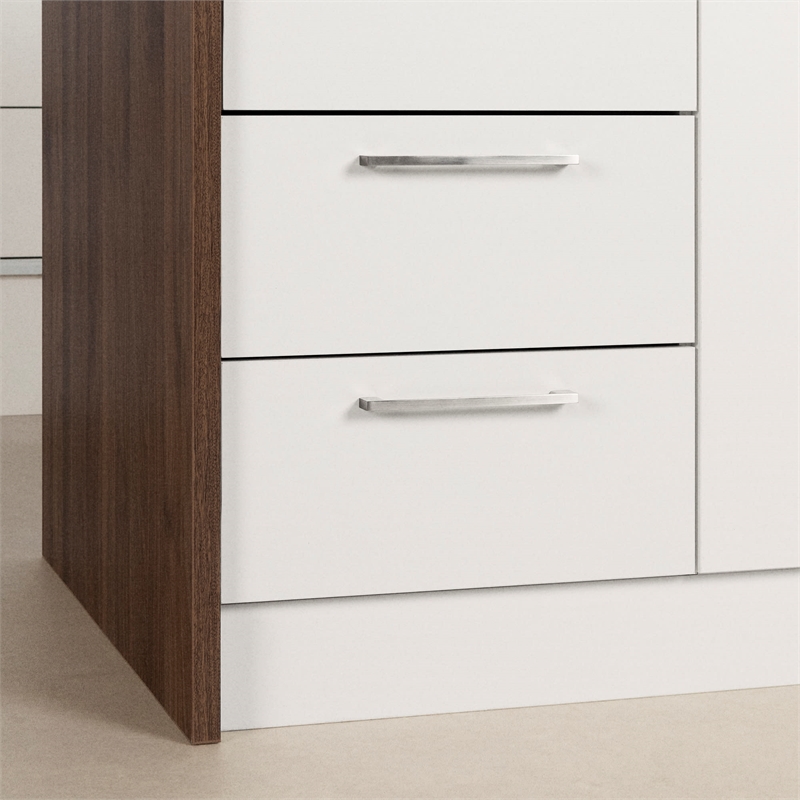 Myro Kitchen Island Natural Walnut and White South Shore