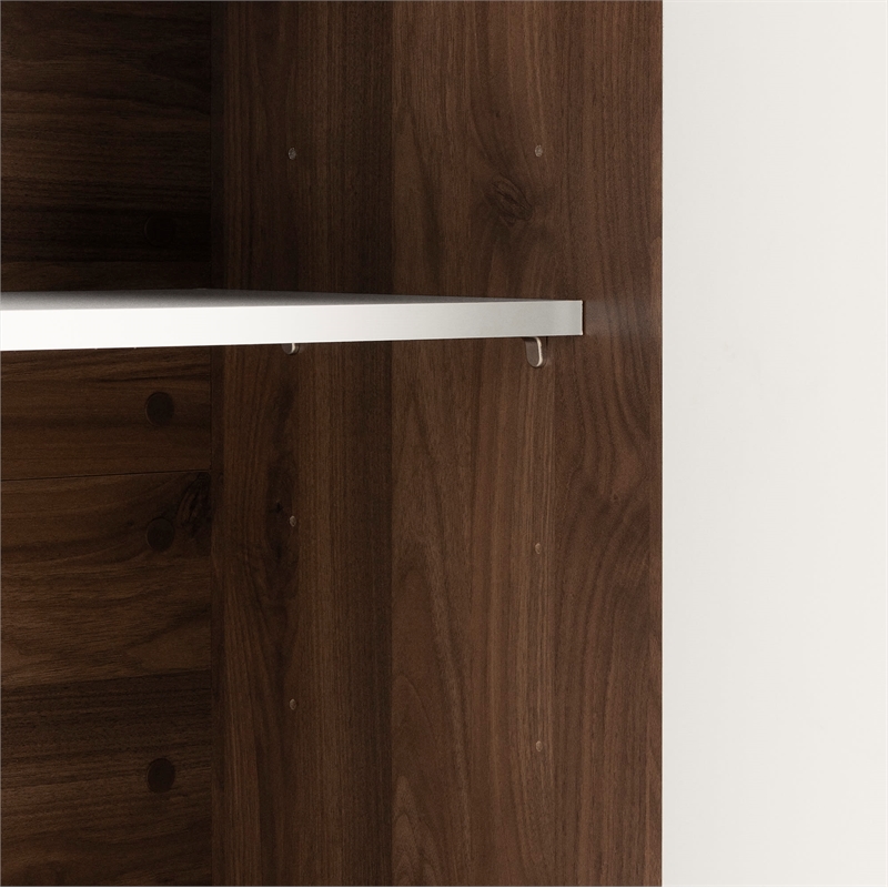 Myro Kitchen Island Natural Walnut and White South Shore