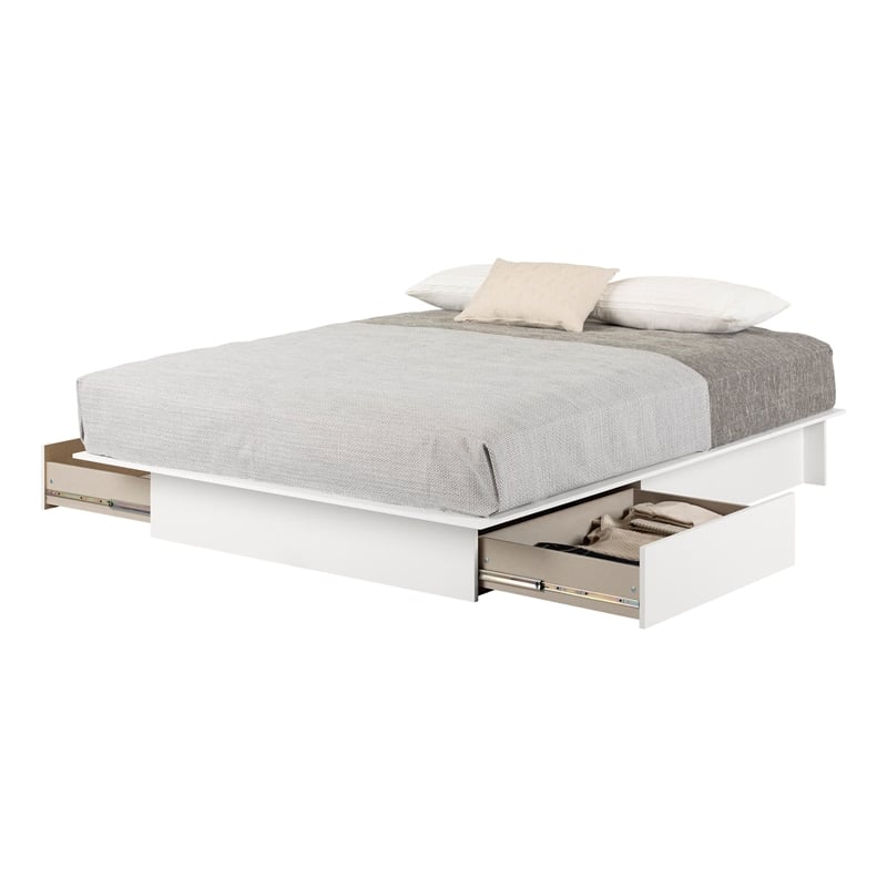 Fusion 2-Drawer Platform bed Pure White South Shore