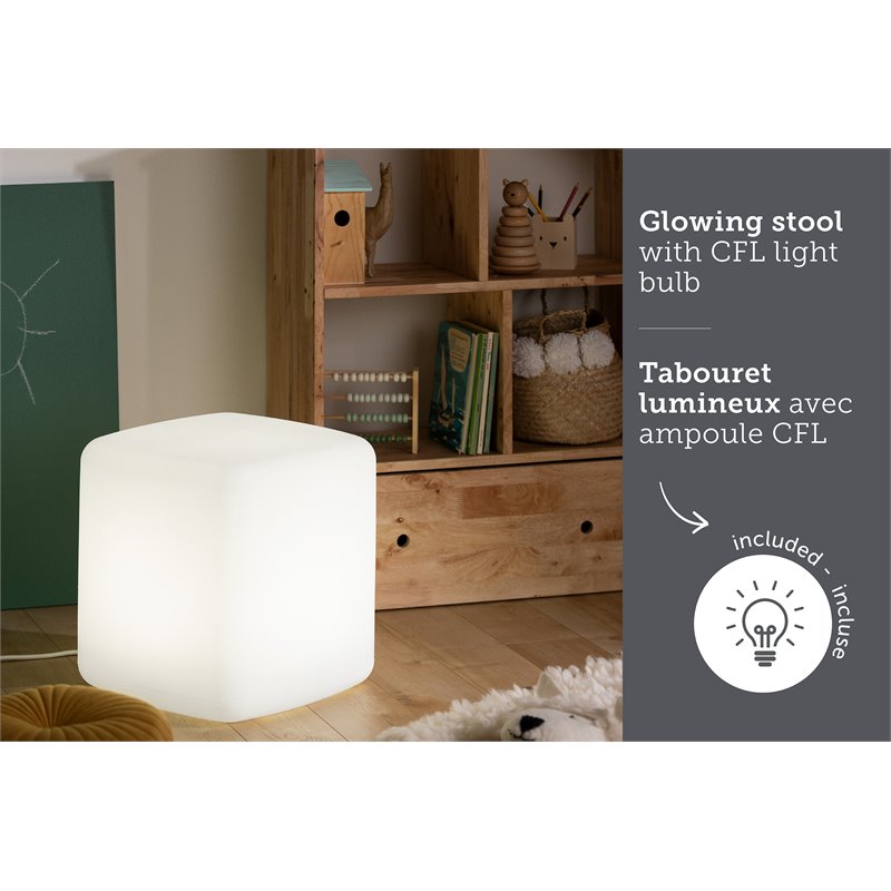 South Shore Sweedi Polyethylene Resin Multi-Purpose Lighted Kids Stool in White