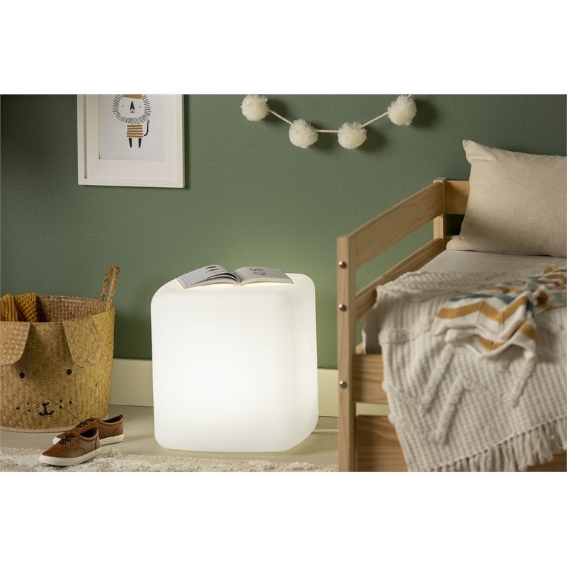 South Shore Sweedi Polyethylene Resin Lighted Kids Nightstand in White