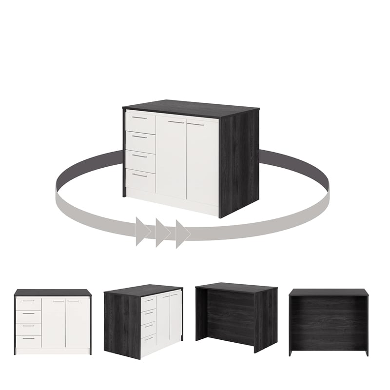 Myro Kitchen Island Gray Oak and White South Shore