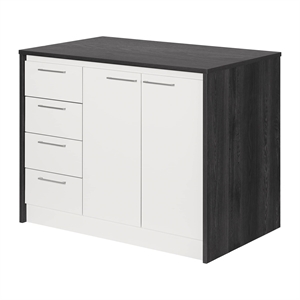 Myro Kitchen Island Gray Oak and White South Shore