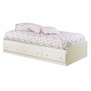 south shore summer breeze twin bookcase headboard and storage bed in white wash