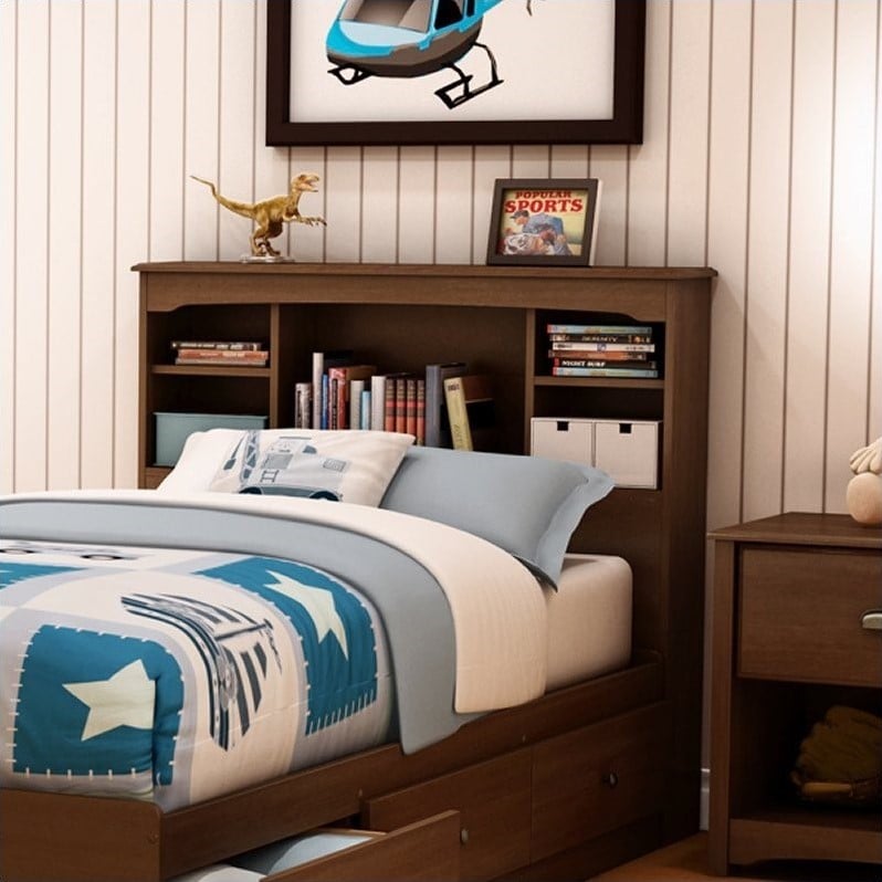 South Shore Nathan Kids Twin Bookcase Headboard in Cherry