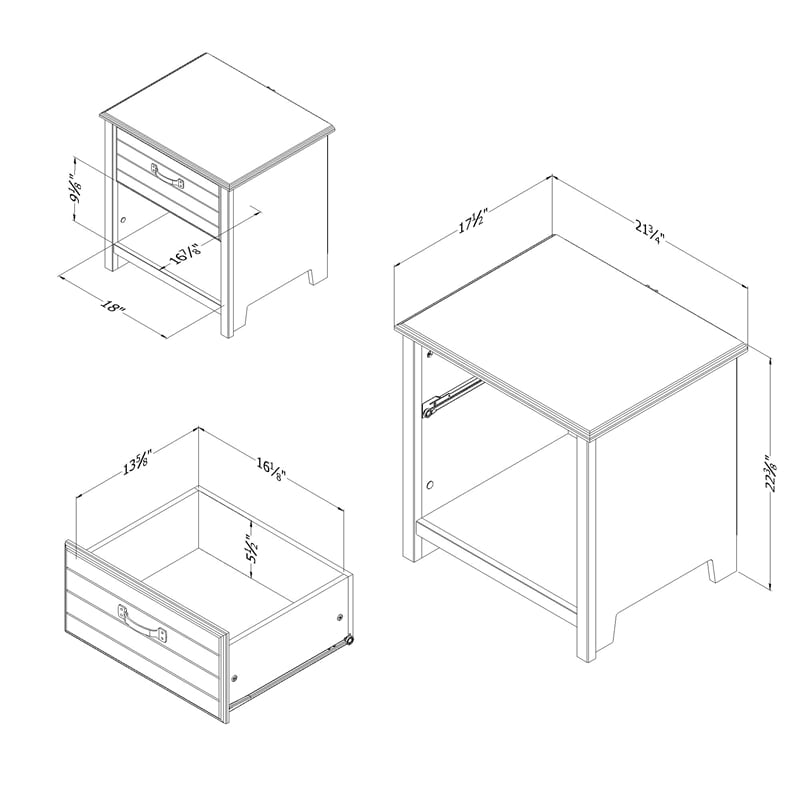 Ulysses 1-Drawer Nightstand Winter Oak South Shore